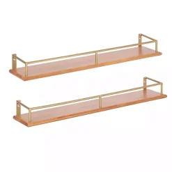 Natural & Gold Rectangle Cameron Shelves, Set of 2