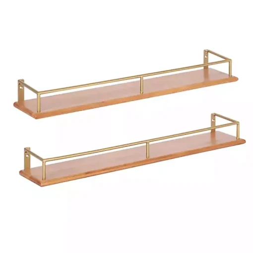 Natural & Gold Rectangle Cameron Shelves, Set of 2