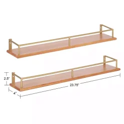 Natural & Gold Rectangle Cameron Shelves, Set of 2