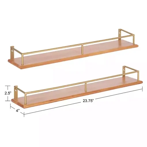 Natural & Gold Rectangle Cameron Shelves, Set of 2