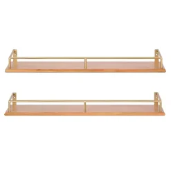 Natural & Gold Rectangle Cameron Shelves, Set of 2