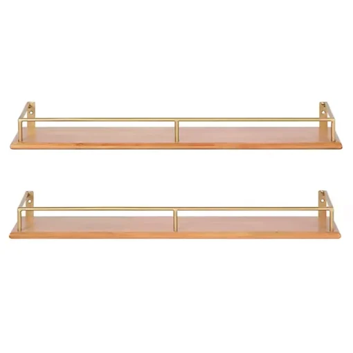 Natural & Gold Rectangle Cameron Shelves, Set of 2