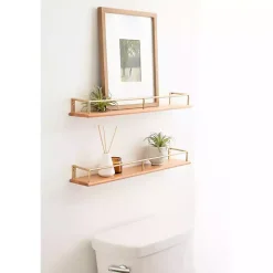 Natural & Gold Rectangle Cameron Shelves, Set of 2