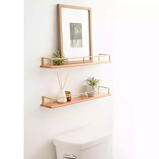 Natural & Gold Rectangle Cameron Shelves, Set of 2
