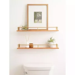 Natural & Gold Rectangle Cameron Shelves, Set of 2