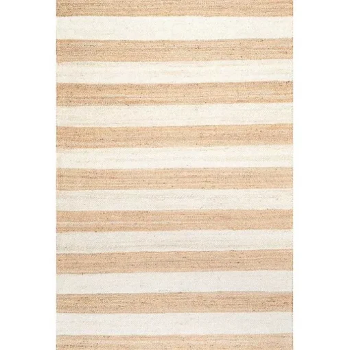 Natural and White Striped Felix Area Rug, 7x9