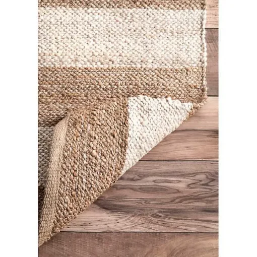 Natural and White Striped Felix Area Rug, 7x9