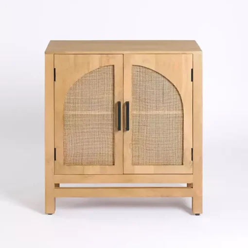 Natural Arch Cane and Wood Cabinet
