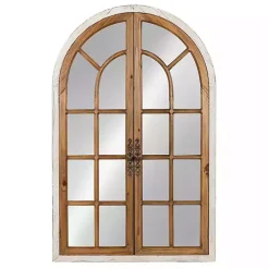 Natural Arched Pane Doors Wall Mirror