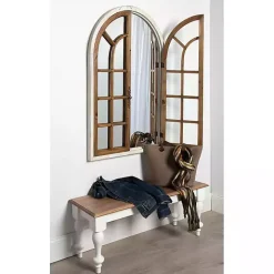 Natural Arched Pane Doors Wall Mirror