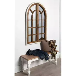 Natural Arched Pane Doors Wall Mirror
