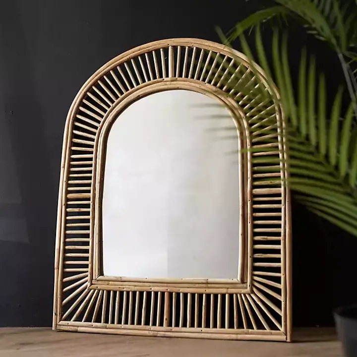 Natural Cane Arched Wall Mirror