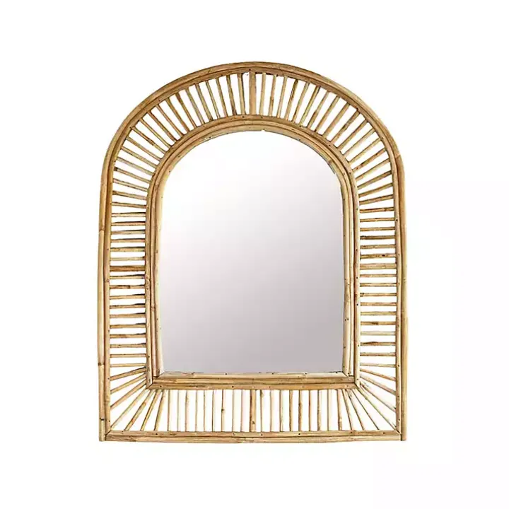 Natural Cane Arched Wall Mirror