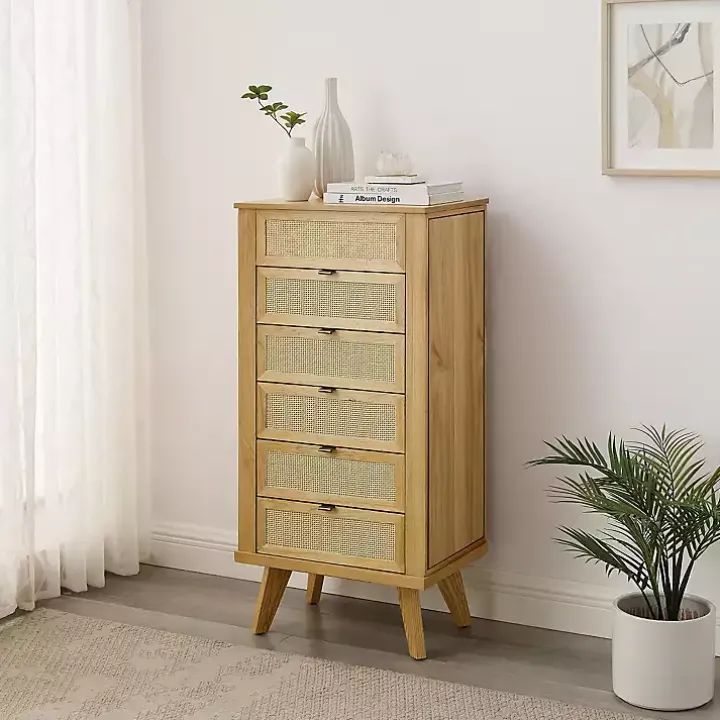 Natural Cane Jewelry Armoire