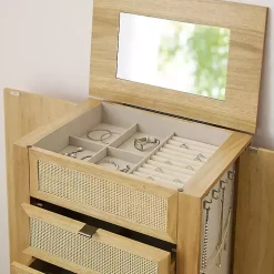 Natural Cane Jewelry Armoire