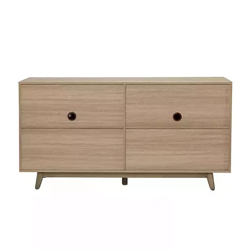 Natural Cane Wood Storage Media Cabinet