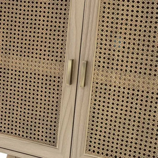 Natural Cane Wood Storage Media Cabinet
