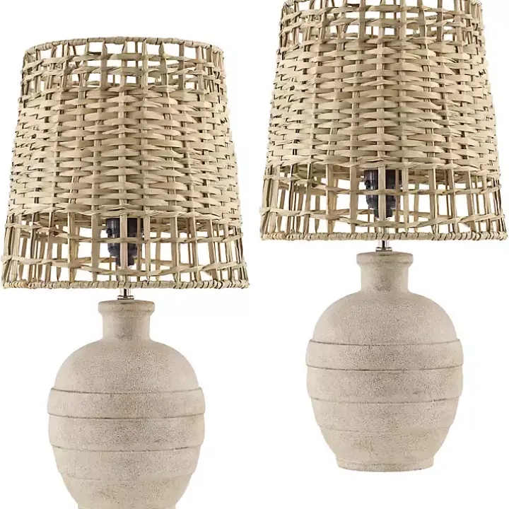 Natural Ceramic 2-pc. Lamps with Seagrass Shades