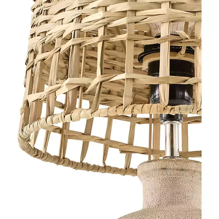 Natural Ceramic 2-pc. Lamps with Seagrass Shades
