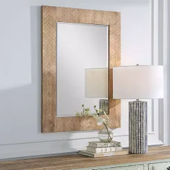 Natural Chevron Wood Wall Mirror