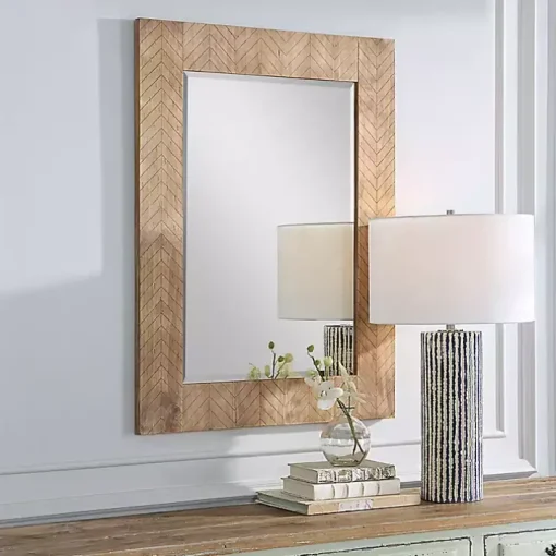 Natural Chevron Wood Wall Mirror