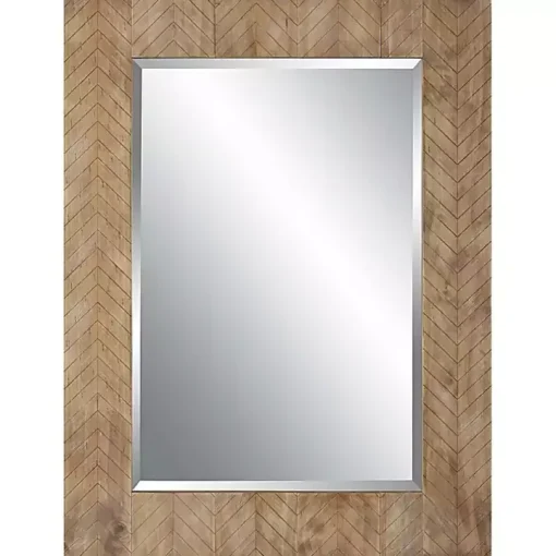 Natural Chevron Wood Wall Mirror