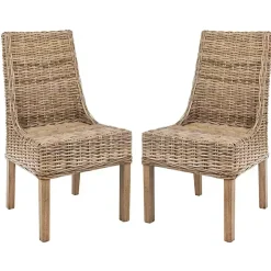 Natural Coastal Rattan 2-pc. Dining Chair Set