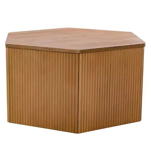 Natural Fluted Hexagon Coffee Table