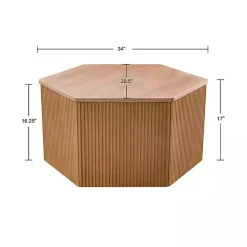 Natural Fluted Hexagon Coffee Table