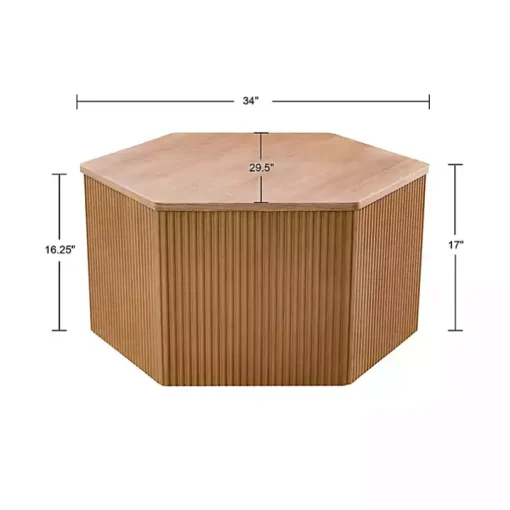 Natural Fluted Hexagon Coffee Table