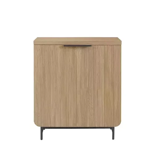 Natural Fluted Wood Scandinavian Cabinet