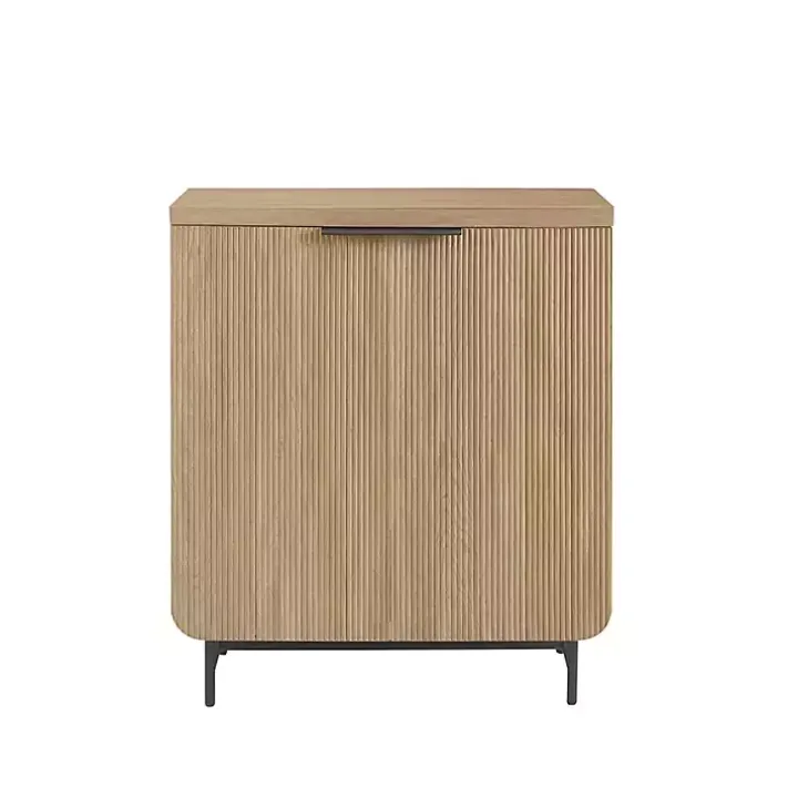 Natural Fluted Wood Scandinavian Cabinet