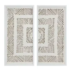 Natural Geometric Rice Paper Framed Art, Set of 2