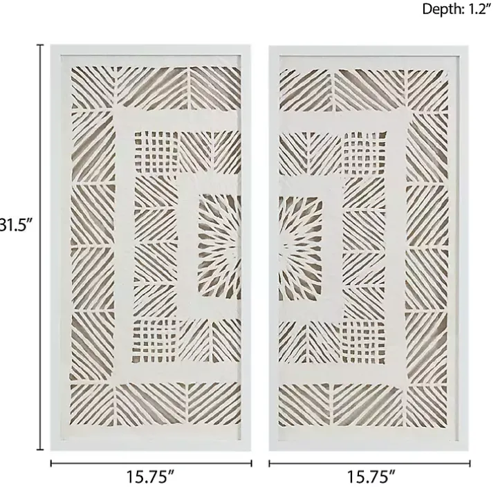 Natural Geometric Rice Paper Framed Art, Set of 2