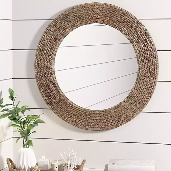 Natural Jute Round Wall Mirror