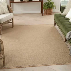 Natural Jute Solid Woven Area Rug, 5x7
