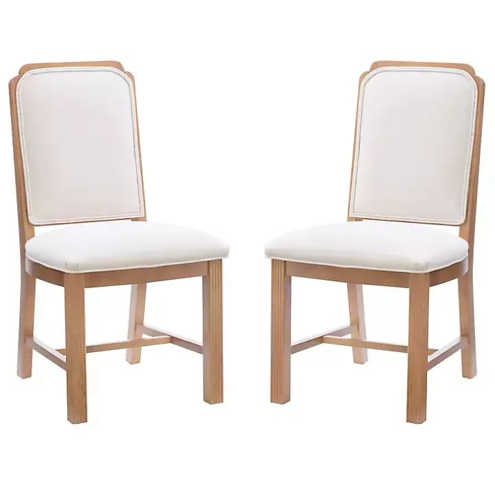 Natural Linen Scalloped Dining Chairs, Set of 2