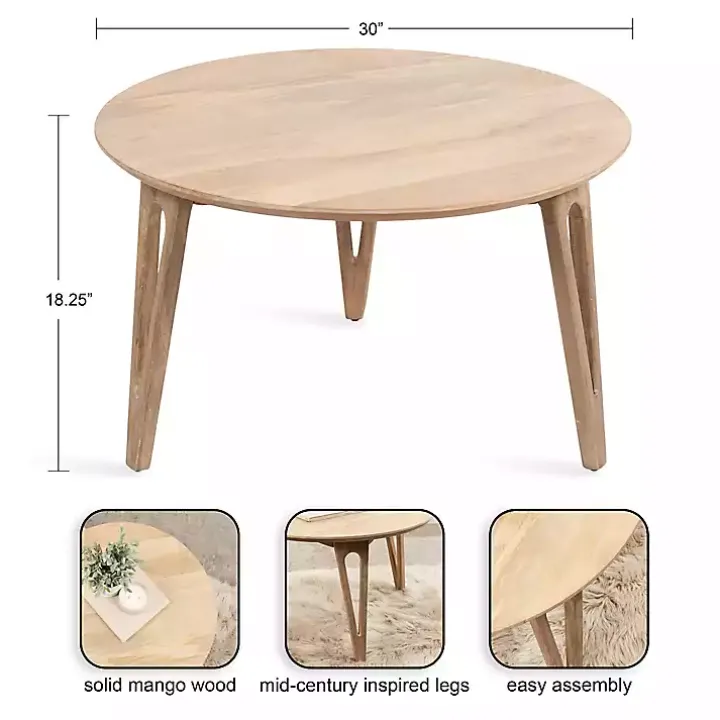 Natural Mango Wood Round Kershaw Coffee Table