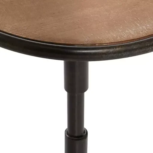 Natural Pine and Gray Metal Accent Table, 21 in.