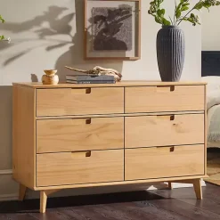 Natural Pine 6-Drawer Dresser
