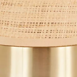 Natural Rattan and Gold Metal Table Lamp