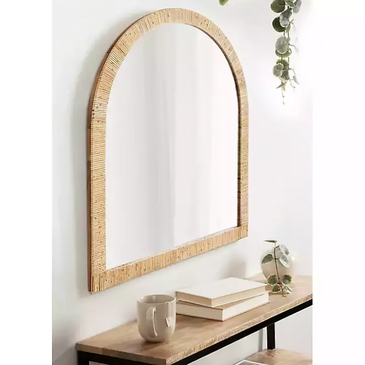 Natural Rattan Arch Wall Mirror