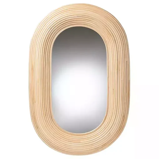 Natural Rattan Boho Oval Wall Mirror