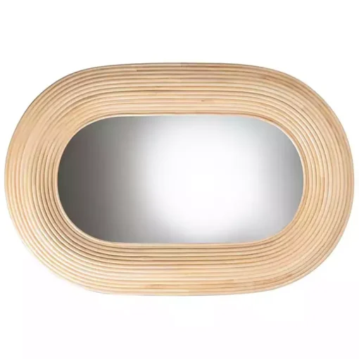 Natural Rattan Boho Oval Wall Mirror