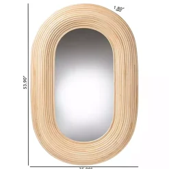 Natural Rattan Boho Oval Wall Mirror