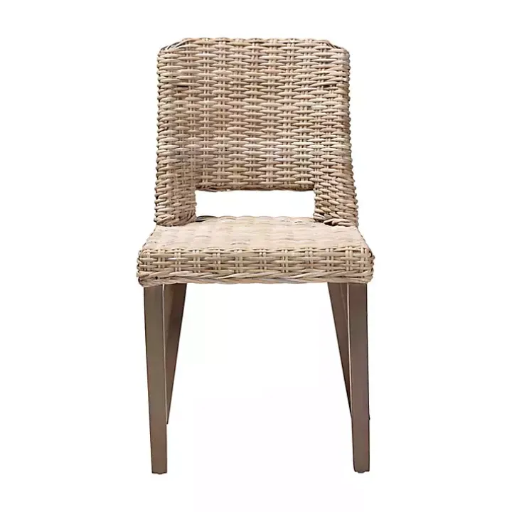 Natural Rattan Cutout Back Dining Chair