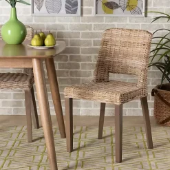 Natural Rattan Cutout Back Dining Chair