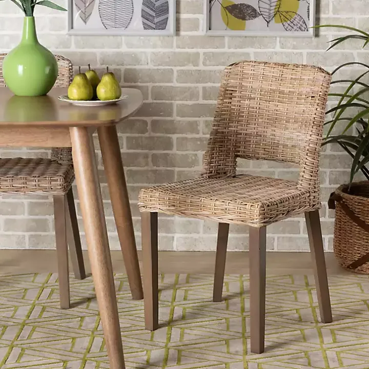Natural Rattan Cutout Back Dining Chair