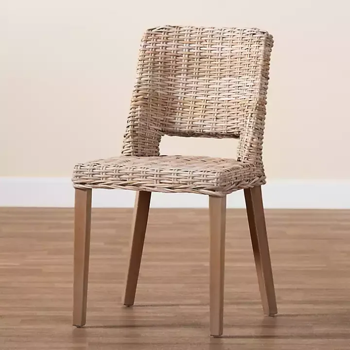 Natural Rattan Cutout Back Dining Chair