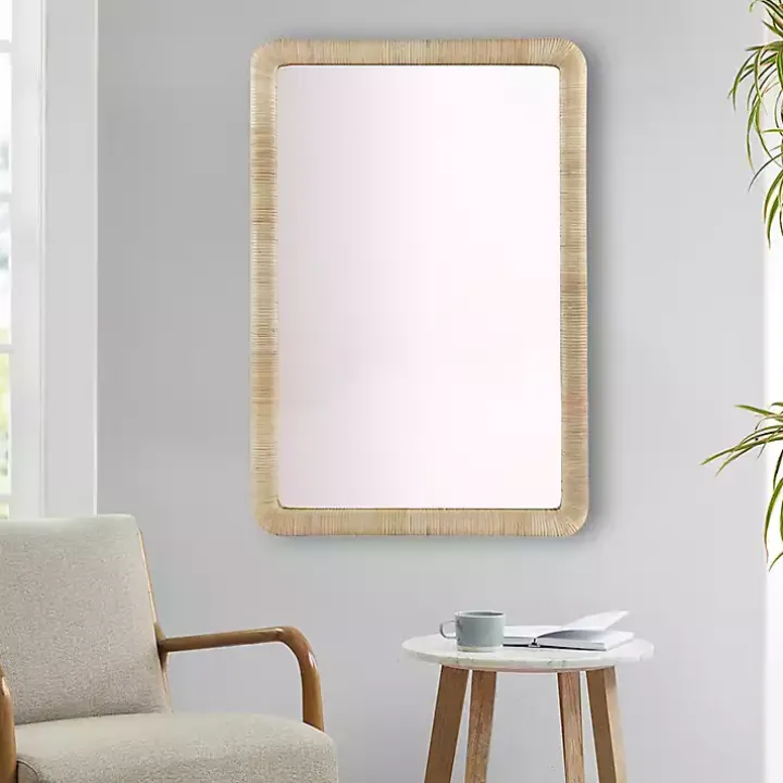 Natural Rattan Frame Rectangle Wall Mirror